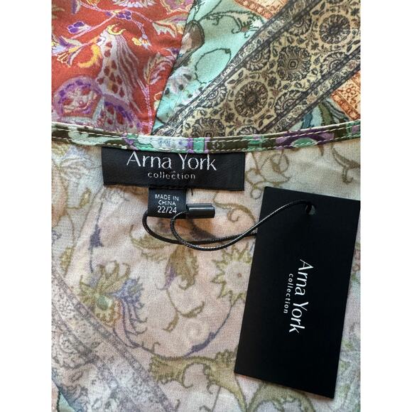 NWT Arna York Collection Patchwork Paisley Tunic Top Plus Size 22/24 Boho - Picture 7 of 9